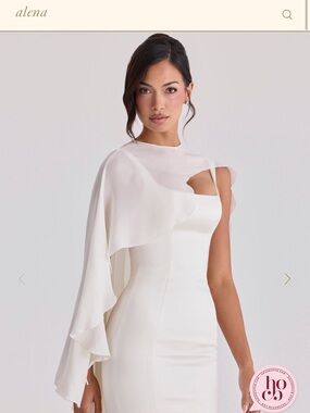 House of CB Ivory Asymmetric Draped Pure Silk Shawl